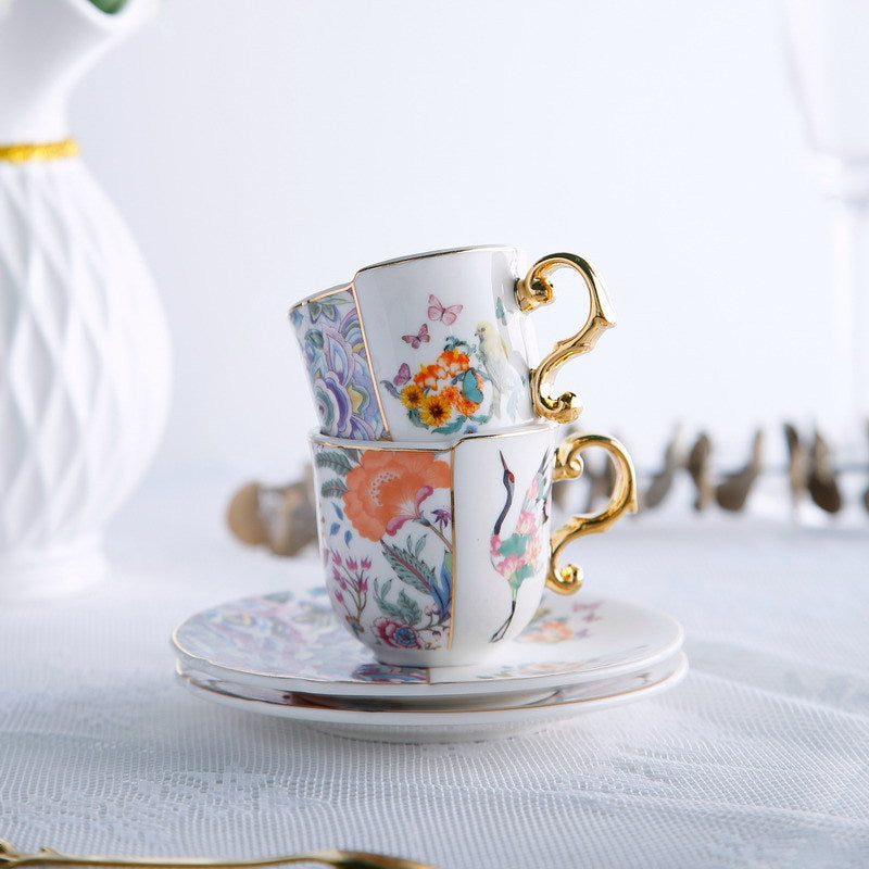 Chinese-Western Irregular Coffee Cup & Saucer for Espresso