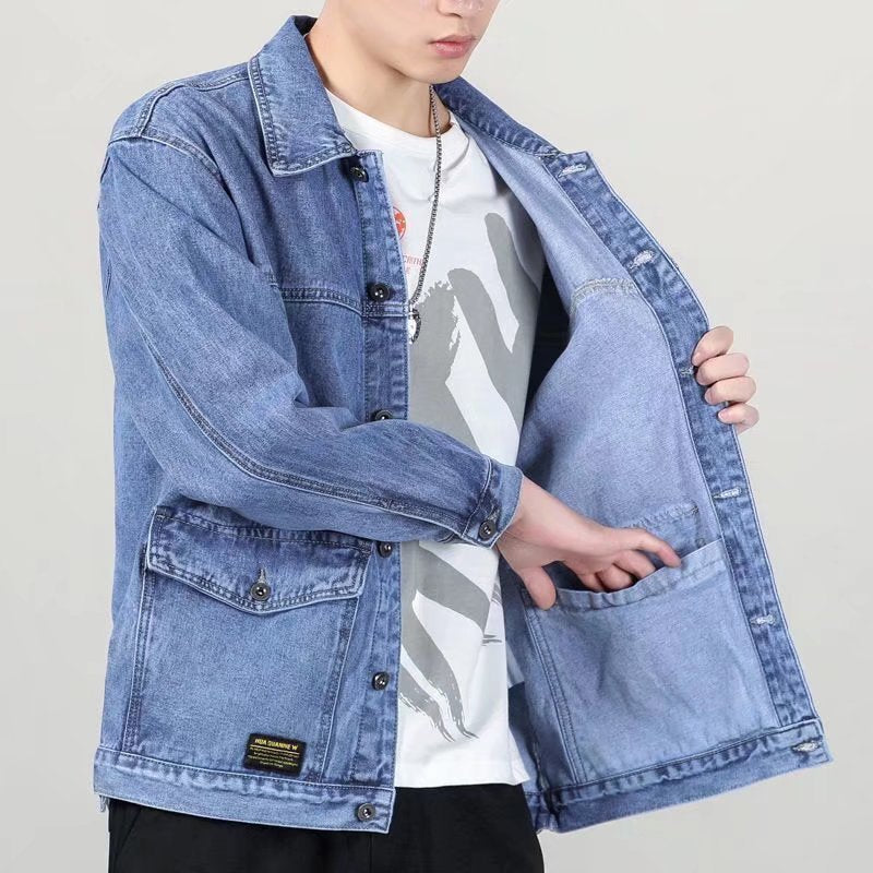 Men’s Loose Denim Coat – Summer Hong Kong Style Jacket