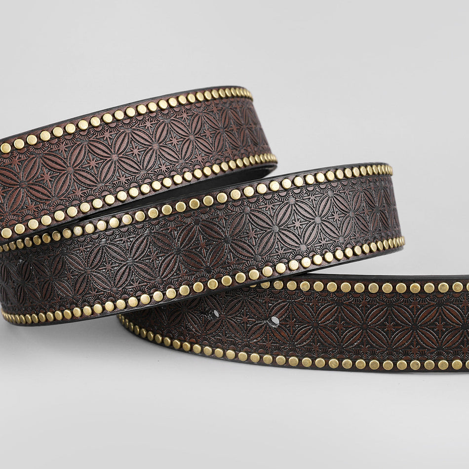Western Rivet Belt – Retro Denim Style for Men