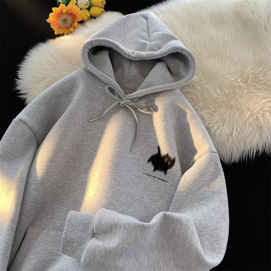 Men’s Kitten Hoodie – Trendy Loose Printed Sweatshirt