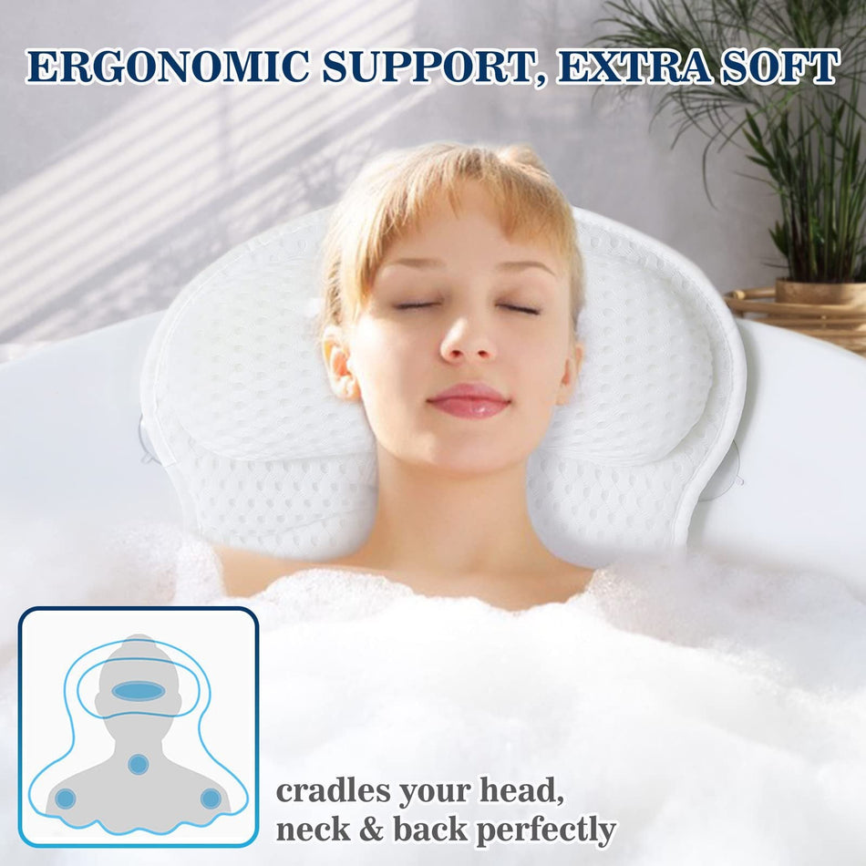Non-Slip Bath Pillow Cushion with Back and Head Support