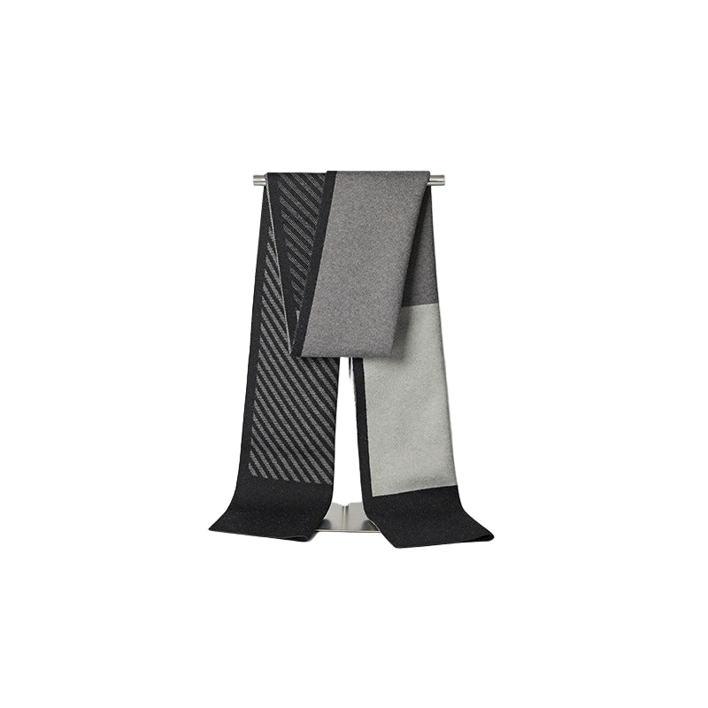 Men’s Thick Wool Scarf Autumn & Winter Plaid Striped Gift