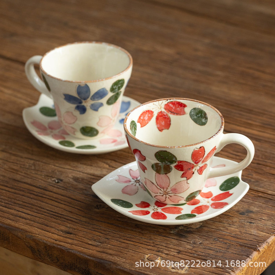 Seto Ware Cherry Blossom Coffee Cup & Saucer Japanese Gift