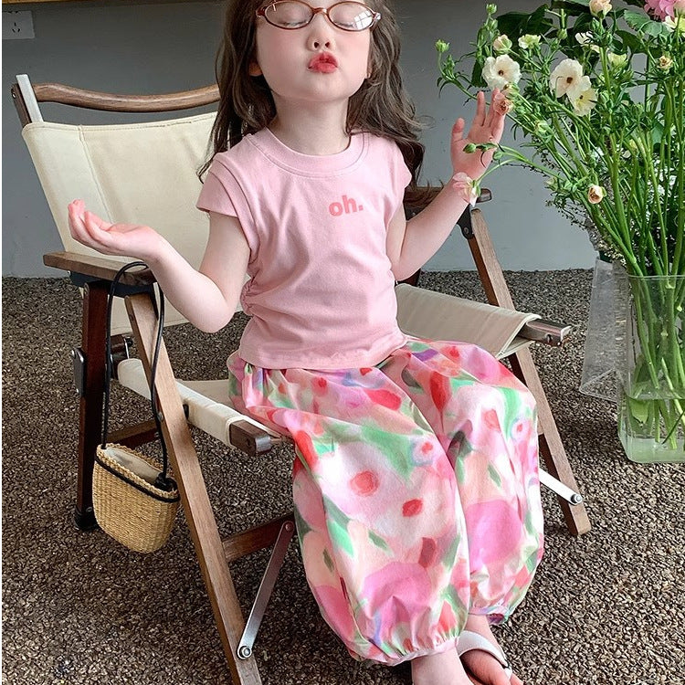 Girls Korean Letter Pants Summer Two-Piece Set – Baby & Children's Outfits – Image 7