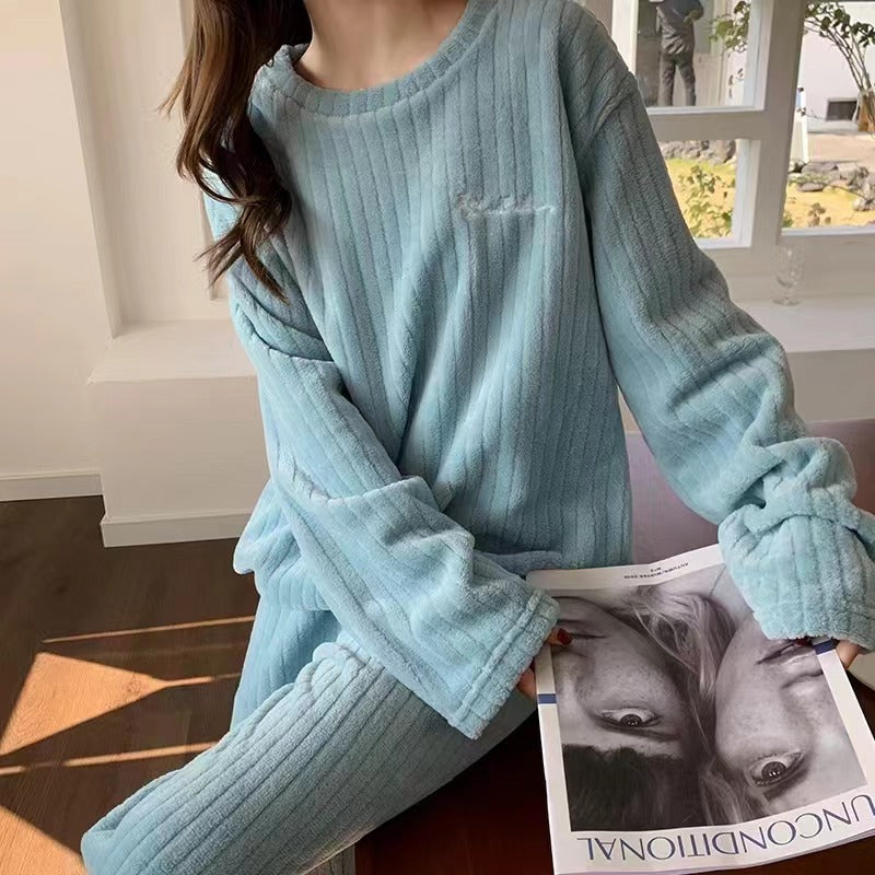 INSTOCK-Womenâ€™s Luxury Flannel Pajama Set Warm Winter Home Suit