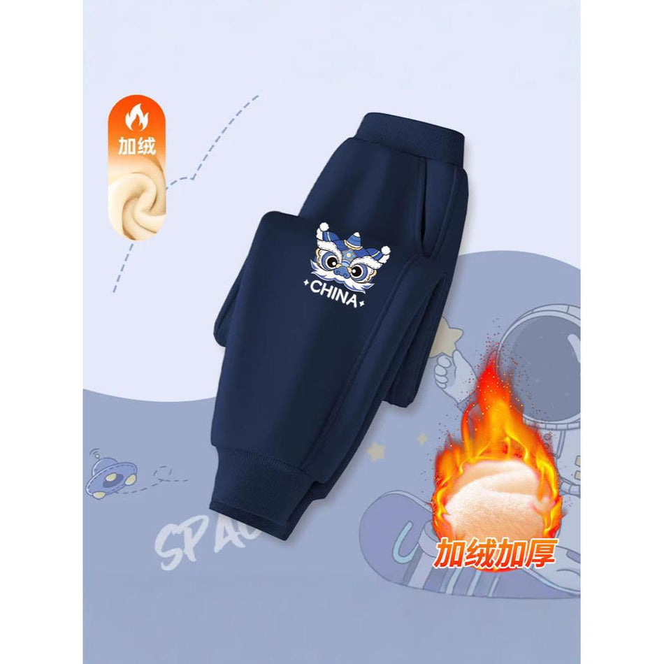Kids Cartoon Fleece-Lined Winter Pants 2024 Warm Wear