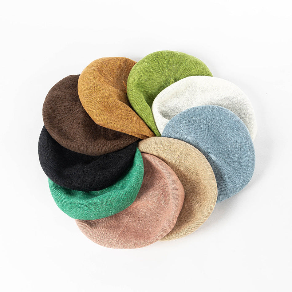 Summer Linen Knitted Beret – Breathable Air Sister Hat