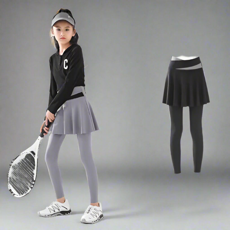 Girls’ Sports Tennis Skirt Pants – Quick-Dry Shark Leggings