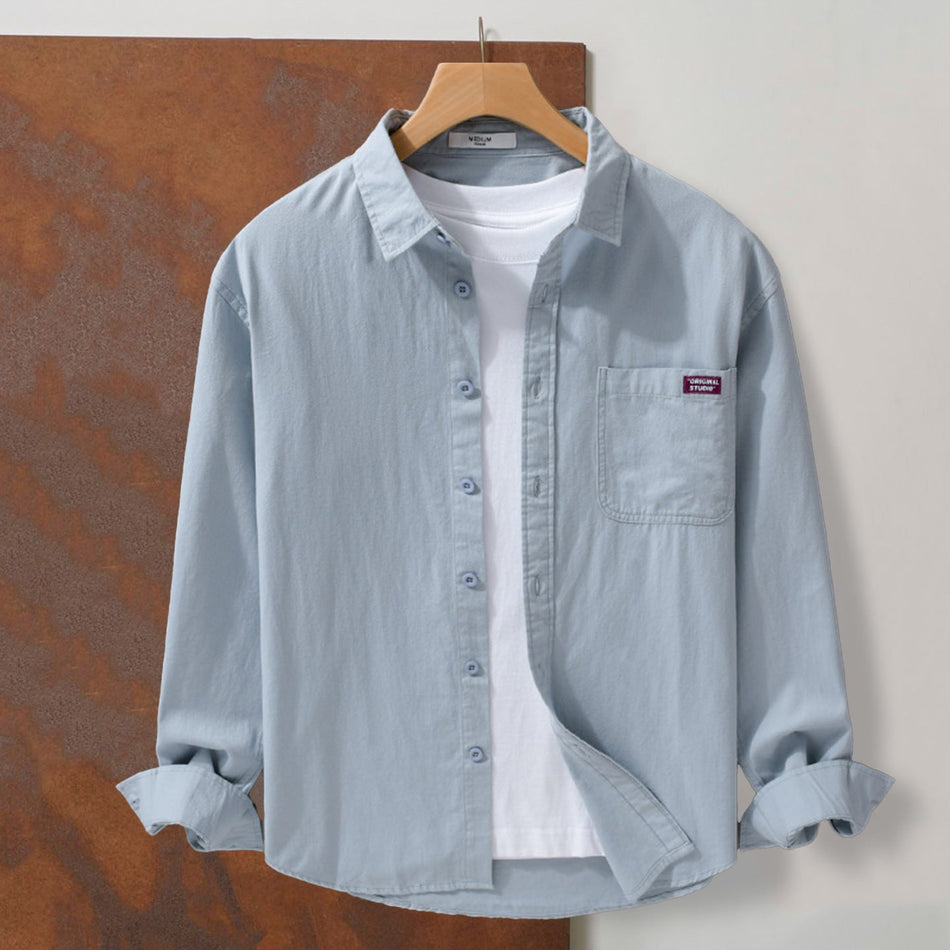 Men’s Spring-Autumn Pure Cotton Long Sleeve Shirt