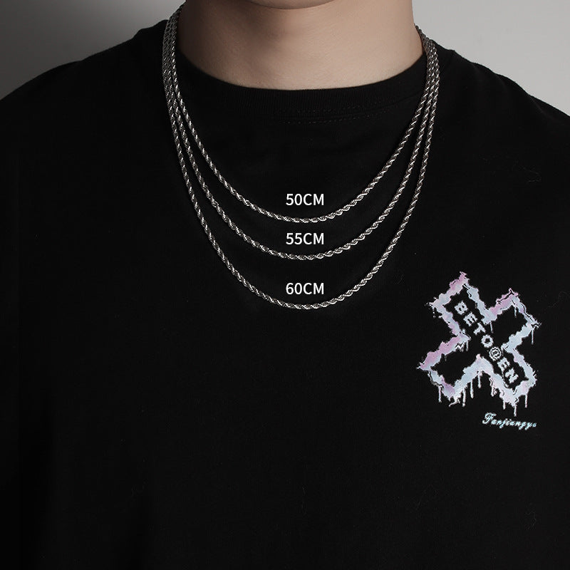 Men’s Plain Titanium Chain – Hip-Hop Clavicle Necklace