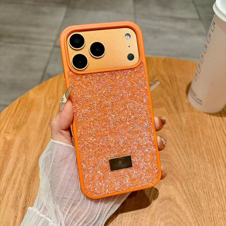 Orange luxury rhinestone protective phone case for iphone pro max series
