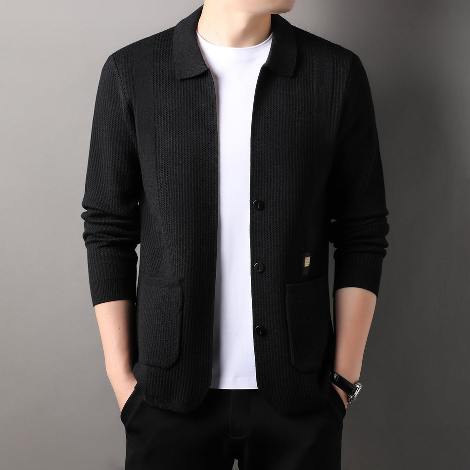 INSTOCK-Men's Cardigan Lapel Sweater  Casual Spring & Autumn Top