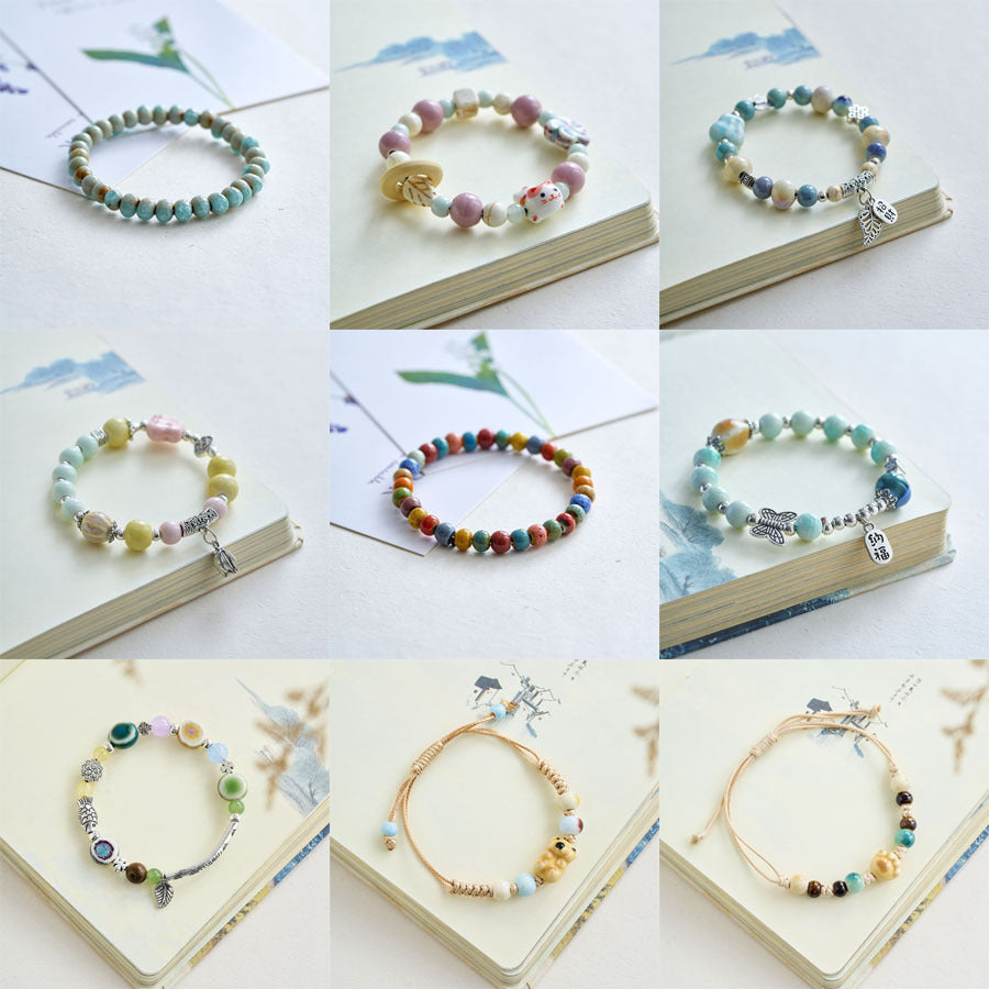 Natural Stone Ceramic Student Bracelet – Trendy & Simple Design