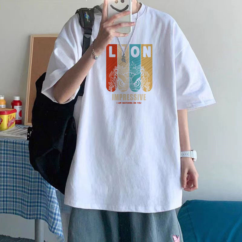 Men's Heavy Cotton Printed T-Shirt – Loose Hong Kong Style