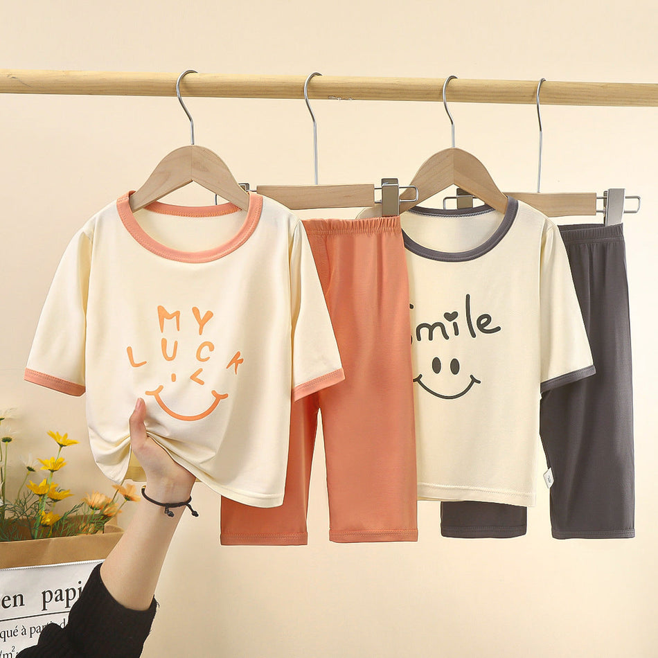 2025 Kids’ Modal Pajama Set – Summer 7-Sleeve Suit