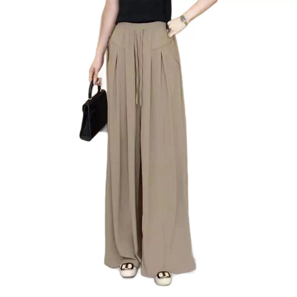 STOCK-Women's High Waist Pleated Wide-Leg Culottes