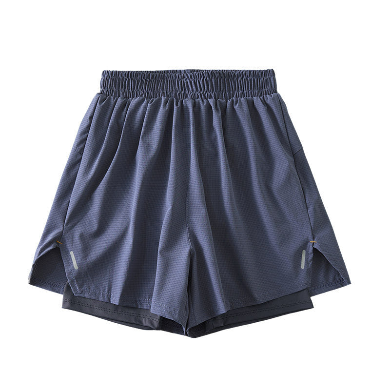 Black performance two-in-one quick-dry activewear shorts