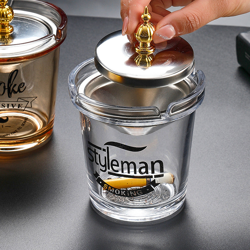 Creative Glass Funnel Ashtray with Lid – Office & Car-Ready