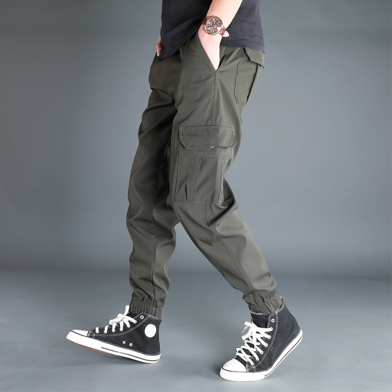 STOCK-Ankle-Tied Harem Joggers – Loose Fit Cargo Pants Men