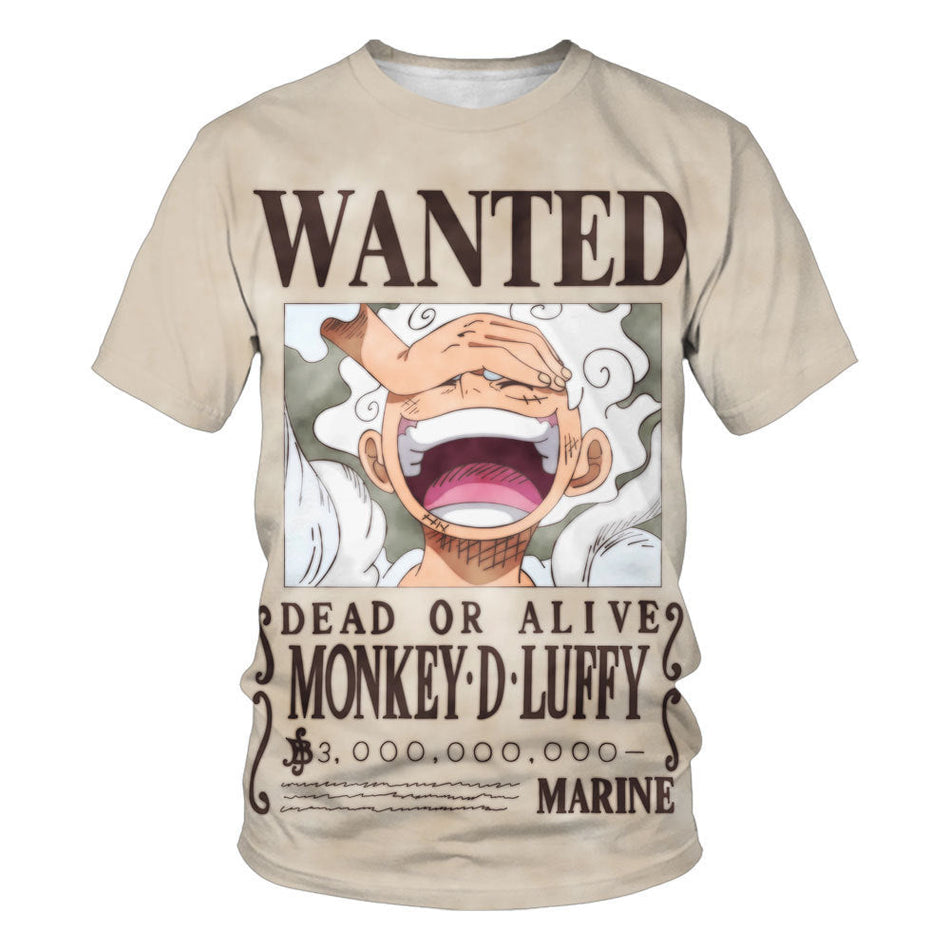3D Printed Anime Luffy Summer Short Sleeve T-Shirt