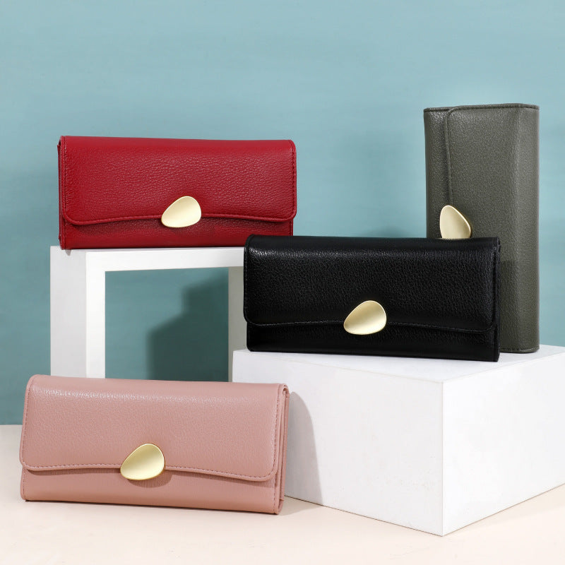 Women’s Folding Wallet – Classic Litchi Pattern Clutch