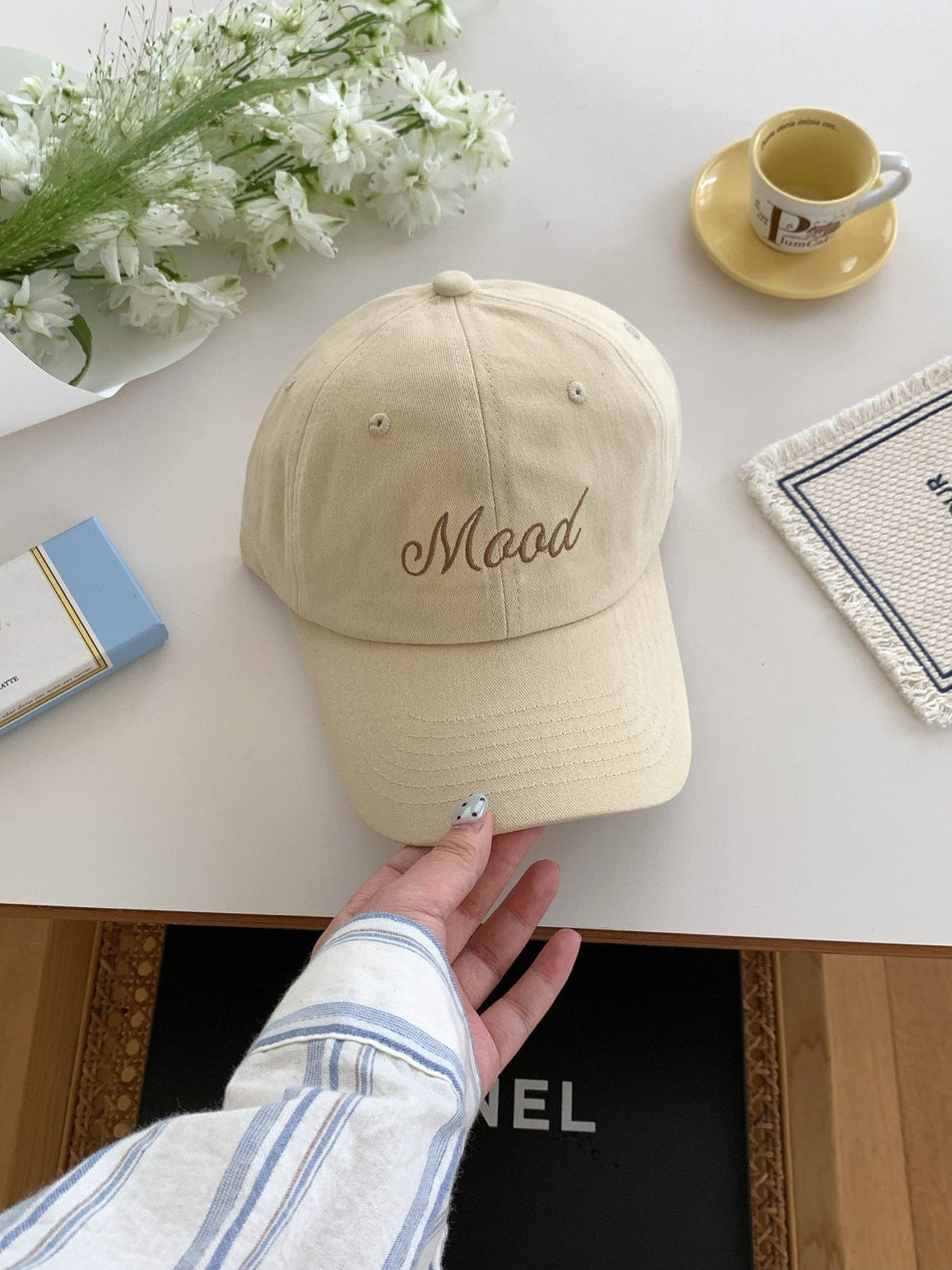 Korean style embroidered baseball cap women wide brim duckbill hat