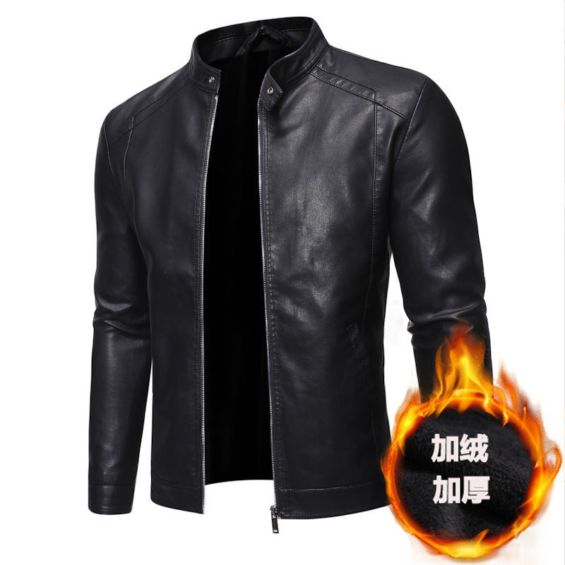 STOCK-Korean Slim-Fit Men's Leather Jacket | Casual Motorcycle