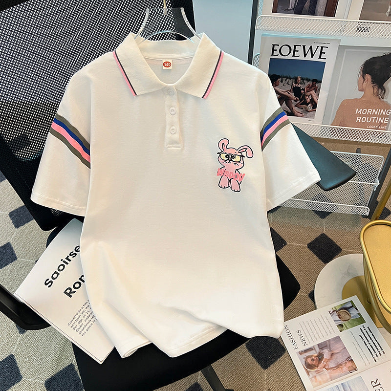 Girls’ Cotton Short-Sleeve POLO T-Shirt Summer