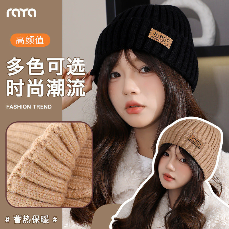 Women’s Woolen Pullover Melon Hat Warm Outdoor Cap