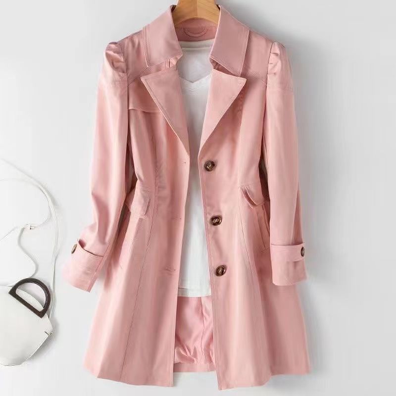 Korean Slim Fit Double Breasted Mid Length Windbreaker