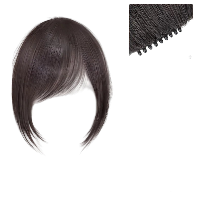 Real Human Hair Diagonal Bangs Wig Japanese Style Fringe