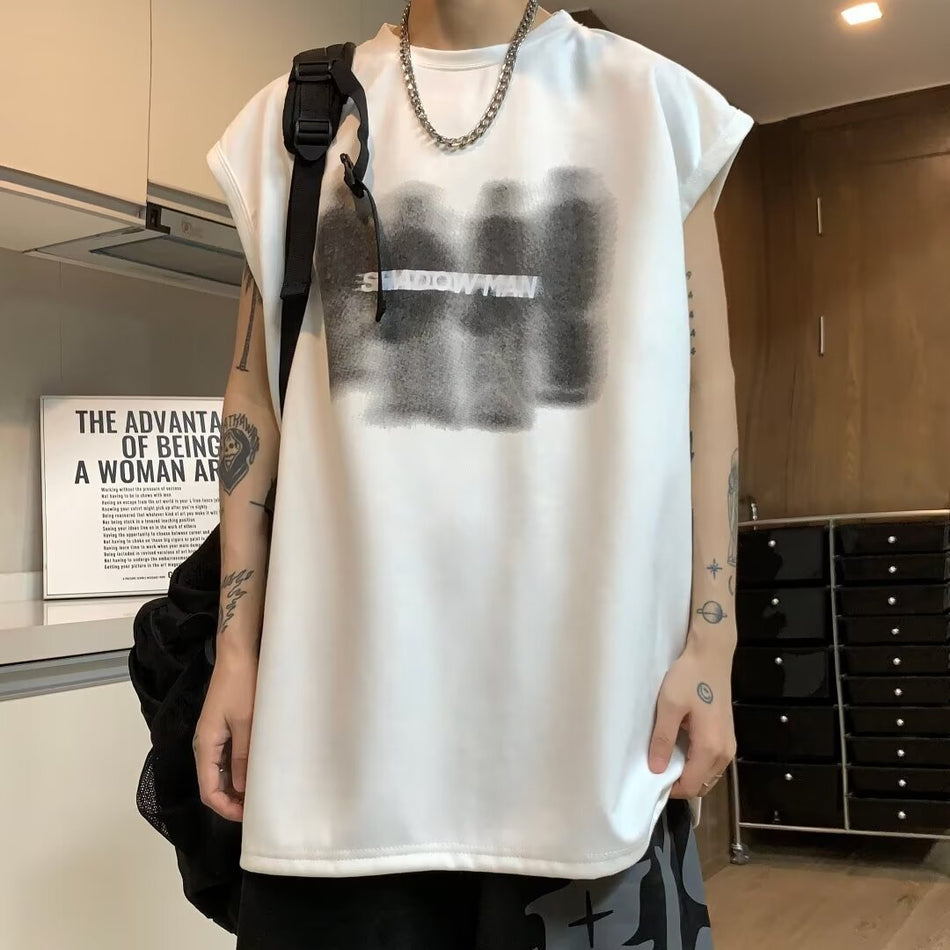 Men's Suede Sleeveless T-Shirt - Summer Loose Waistcoat Vest