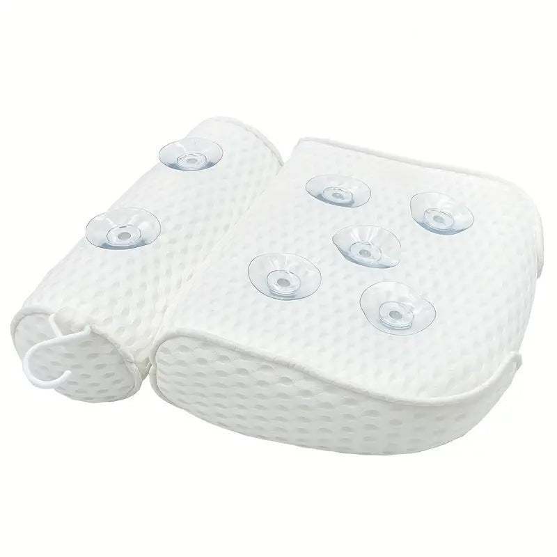 3D Mesh Bath Pillow with Suction Cup Non-Slip Washable