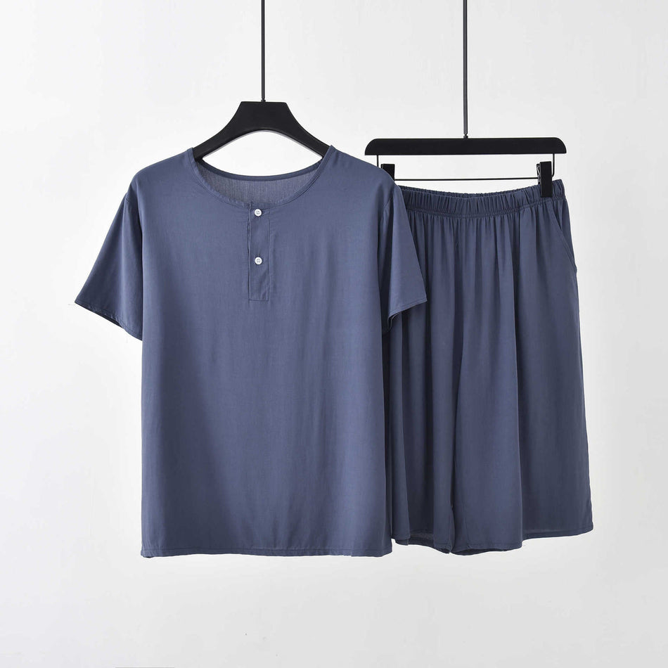 Men’s Cotton Silk Pajama Set – Summer Loose Fit Wear
