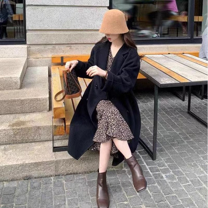 INSTOCK-Women’s Cashmere Wool Coat Mid-Length Korean Style