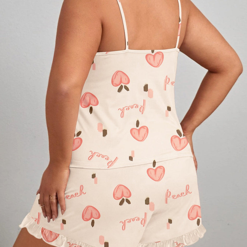 Plus Size Sling Pajamas – Printed Shorts Set