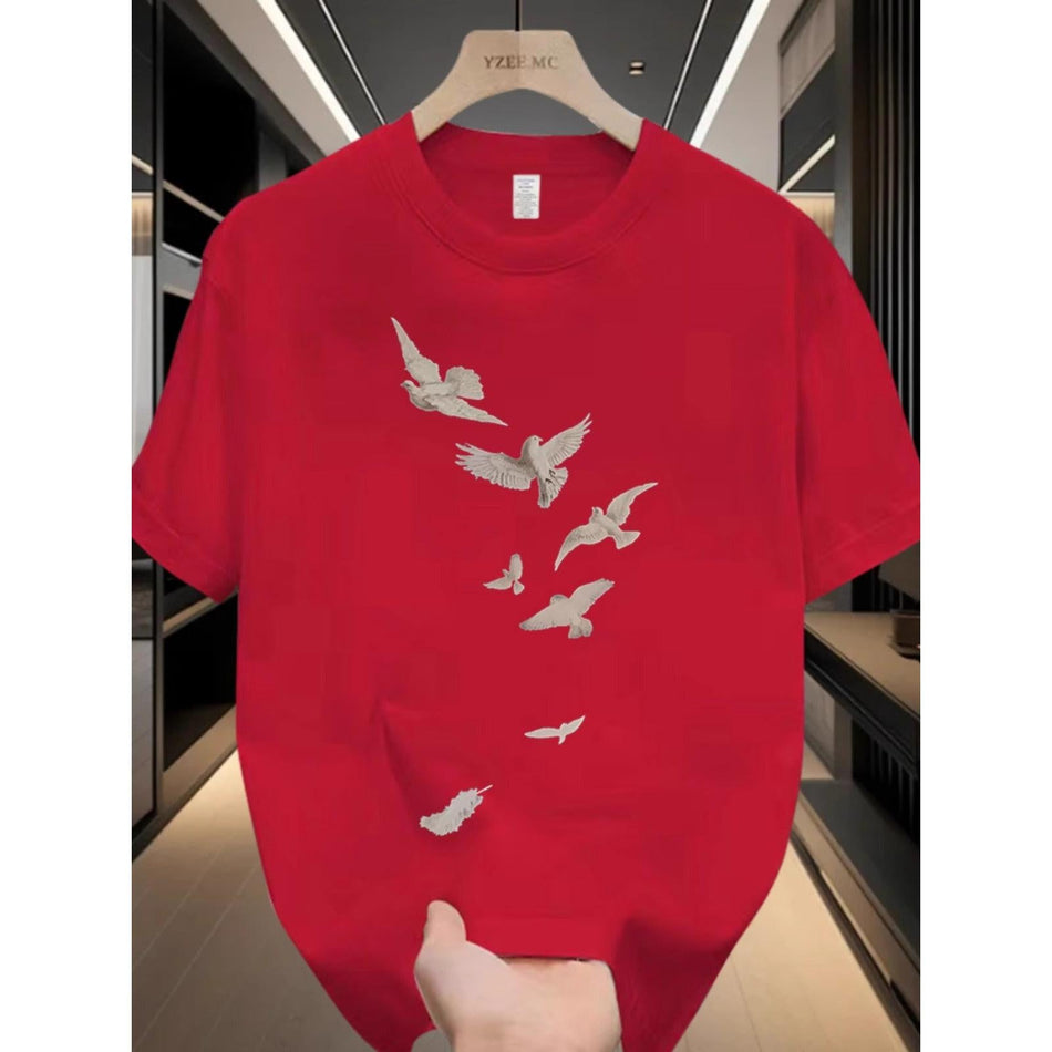 INSTOCK-Cotton Men's Printed T-Shirt  Summer Casual Round Neck