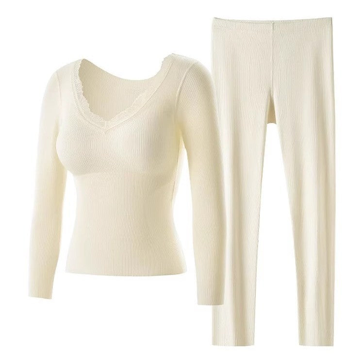 7A Cashmere Fleece Thermal Set with Chest Pads Women Winter!