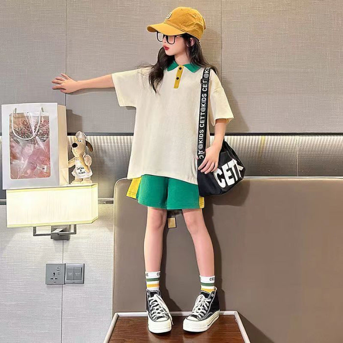 Girls Korean Color Match Set – Summer Two-Piece Outfit – Outfit Sets – Image 6