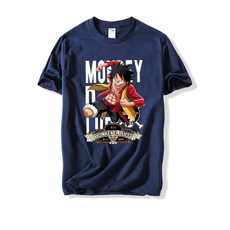Cartoon Anime Luffy Loose Fit Plus Size Short Sleeve T-Shirt