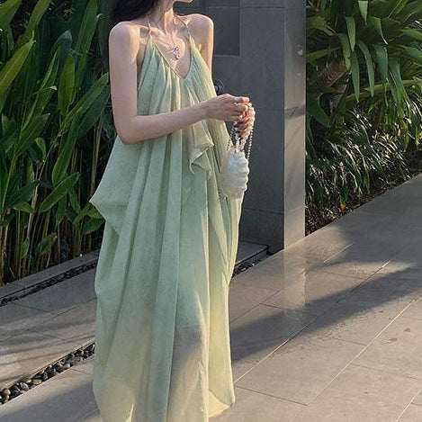 V-Neck Backless Long Dress – Seaside Holiday Vibes