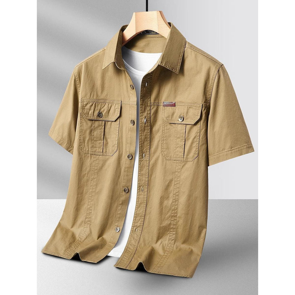 Men's American Workwear Casual Short-Sleeve Pocket Shirt
