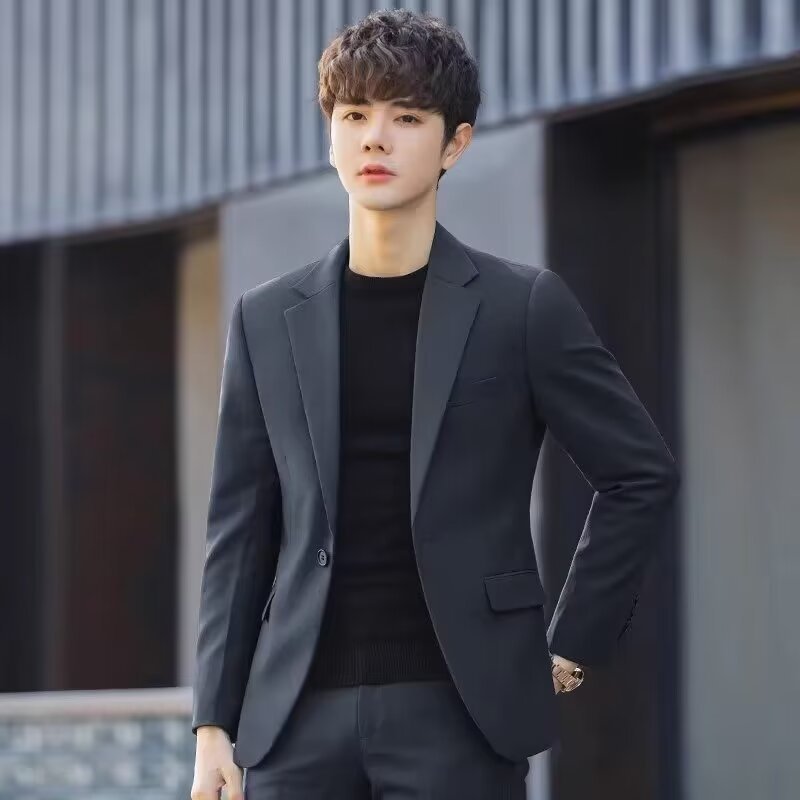 Slim-Fit Men’s Casual Suit Jacket – Light Luxury Korean Style