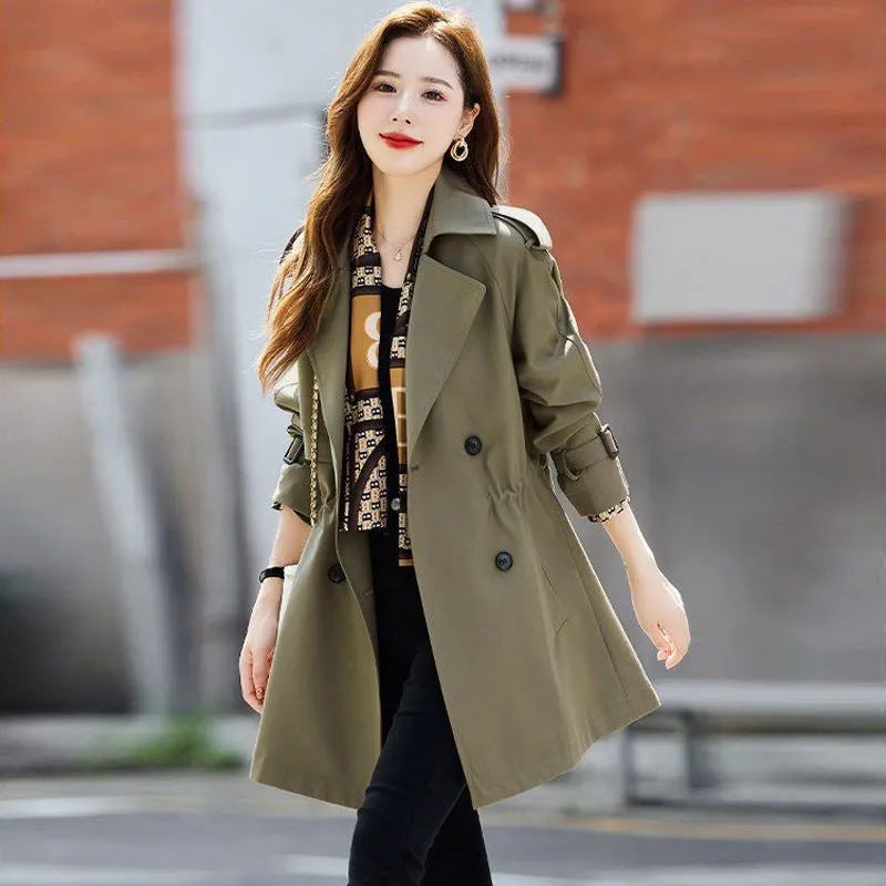 Plus-Size Korean Long Trench Coat