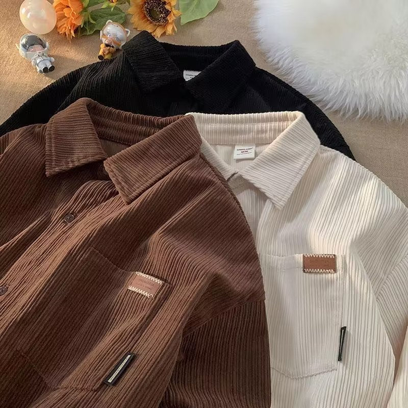 Men's Corduroy Loose Long-Sleeve American Retro Shirt Jacket