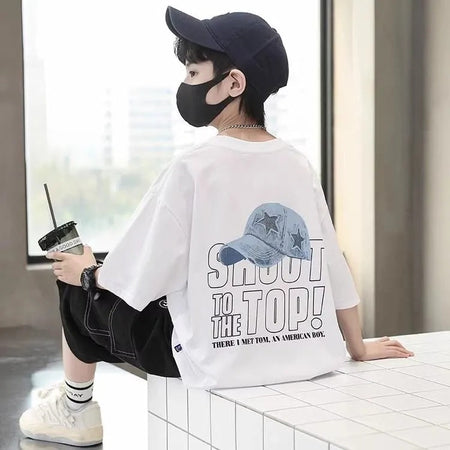 Boys 2025 Summer Cotton Short-Sleeved T-Shirt – Summer Kids Fashion Nepal | Tudoholic