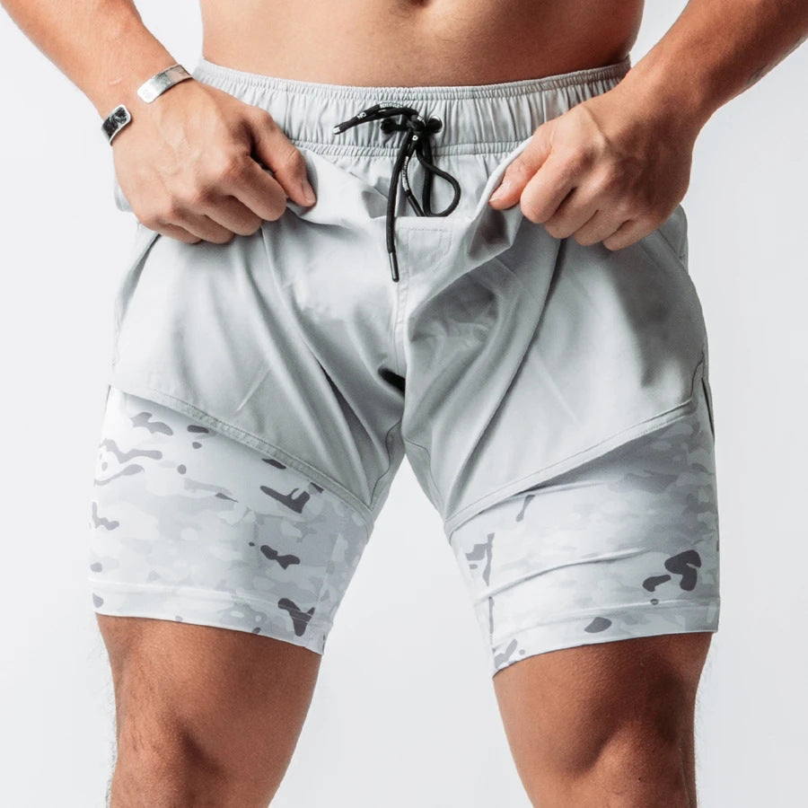 Men’s Summer Fitness Shorts – Quick-Dry Double-Layer Zipper