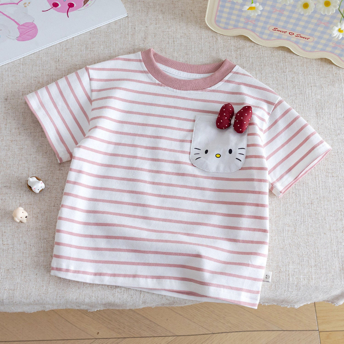 Girls Striped Cartoon T-Shirt – Cute Summer Top – T-Shirts – Image 6