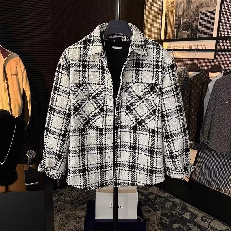 STOCK-Chanel Plaid Overshirt Men’s 2025 High-End Workwear
