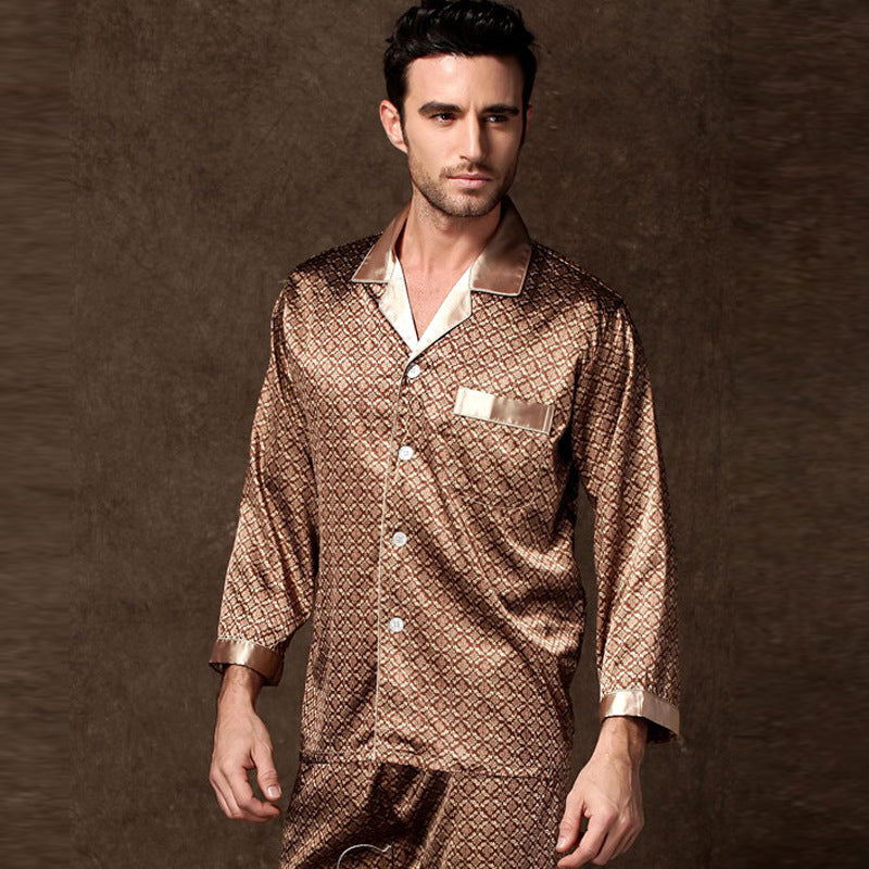 Silk-Like Men’s Pajamas – Soft & Cool Ice Silk Summer Set
